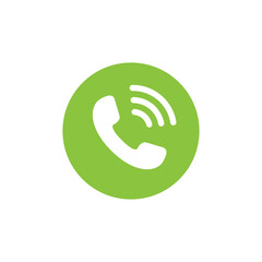 call ring icon with green color and telephone receiver for active communication