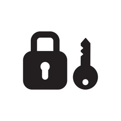 Door key icon with key and padlock for security and access control