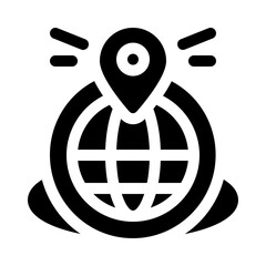Globe with Location Pins glyph icon