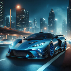 Sport car in the night city