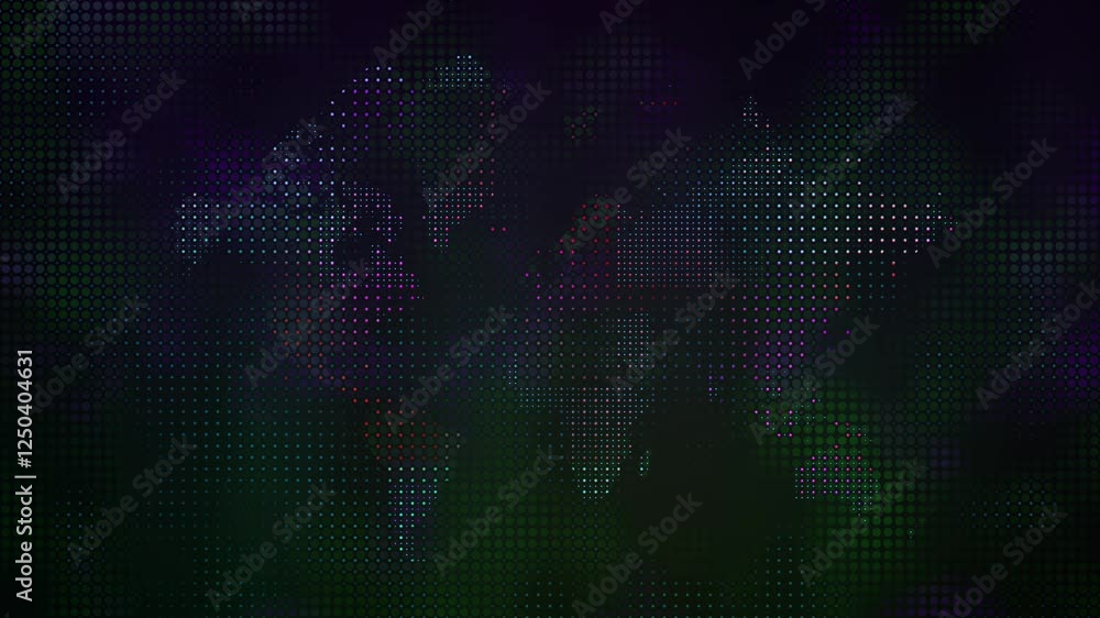 Poster futuristic digital world map with glowing dots and grid overlay - abstract stylized planet earth - i