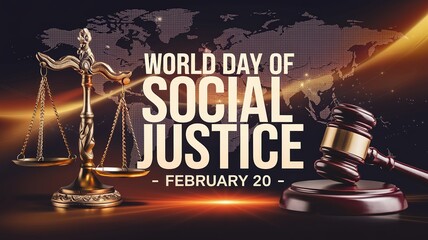 Golden scales and gavel representing World Day of Social Justice.