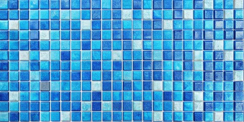 Fototapeta premium Night Photography: Blue Mosaic Tile Texture with White Grout - Intricate Design