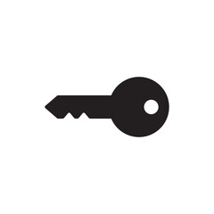 Door key icon with traditional key shape for lock and access control