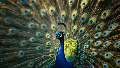 Obraz premium Majestic Peacock: A Vibrant Display of iridescent Feathers
