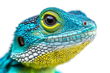 Fototapeta premium Close-up Lizard Face, Tropical, Isolated White