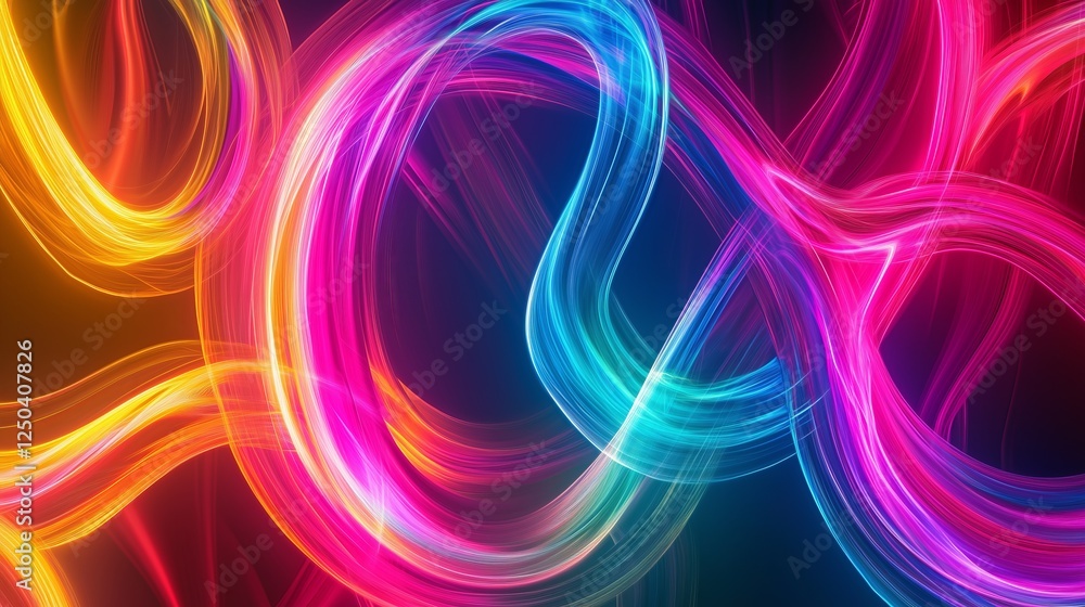 Poster colorful abstract light trails create a vibrant and dynamic backdrop with swirling patterns in a dig