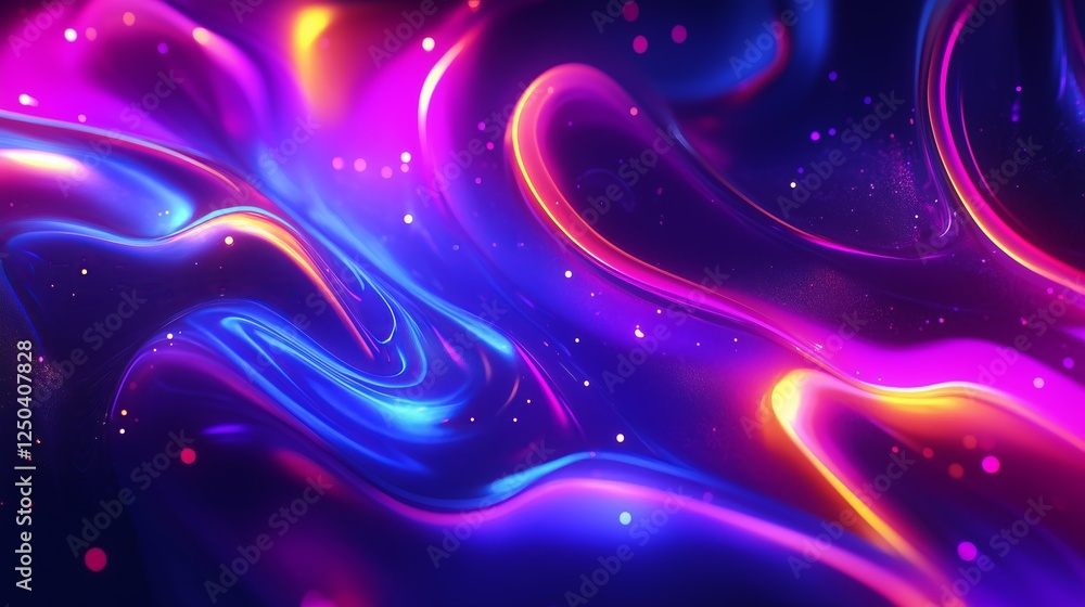 Poster colorful abstract wave patterns create a vibrant visual experience in a digital background design