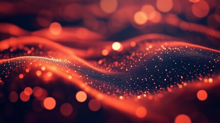 Vibrant abstract wave pattern with glowing particles in a dark background creating a mesmerizing visual experience