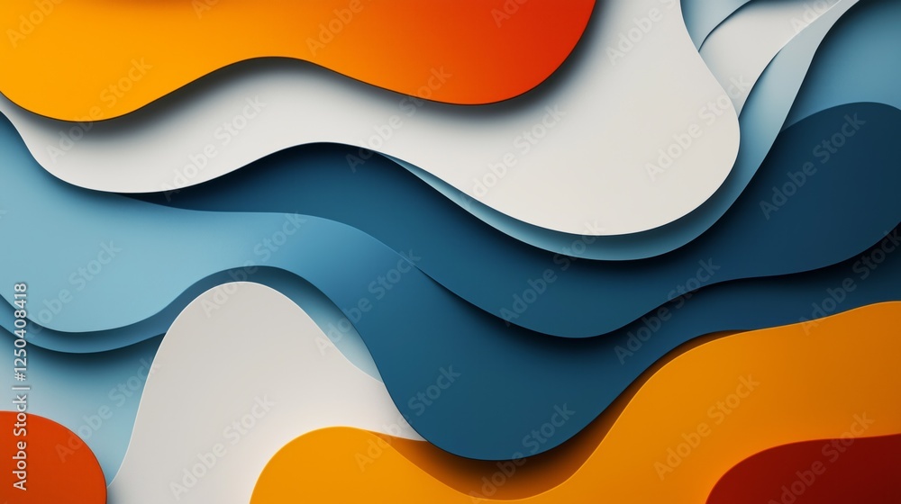 Poster colorful abstract waves create a visually striking pattern with layered textures in a serene composi