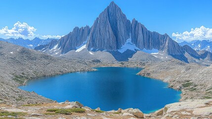 Naklejka premium Spectacular mountain peak reflected in the pristine alpine lake waters