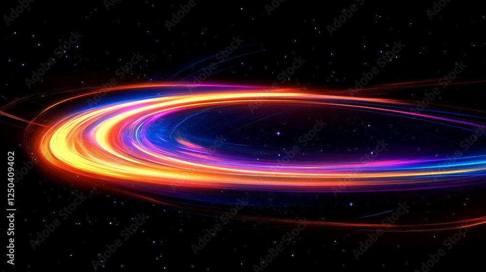 Poster bright neon warp speed motion effect in space, creating an illusion of superluminal travel.