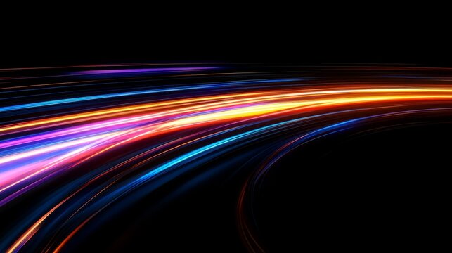 Bright neon warp speed motion effect in space, creating an illusion of superluminal travel.