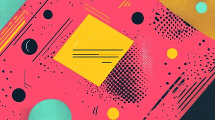 Obraz premium Modern Abstract Geometric Composition with Bold Colors and Dynamic Elements