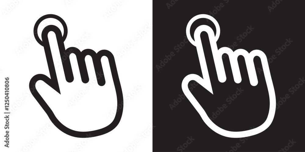 Poster print hand click icon set illustration. pointer sign and symbol. 1176