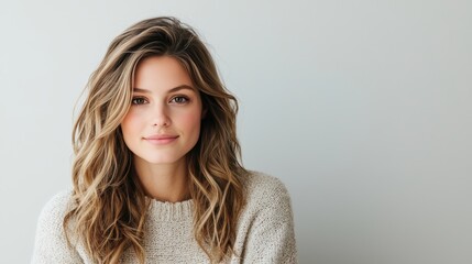 Obraz premium Natural Beauty Portrait of a Young Woman with Soft Features