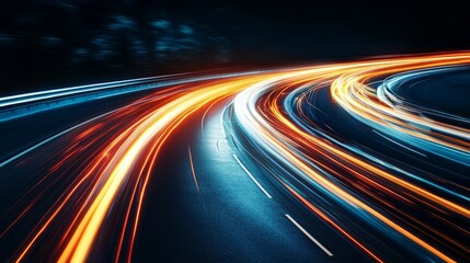 Sci-fi inspired warp speed effect with luminous neon streaks racing across a dark cosmic backdrop