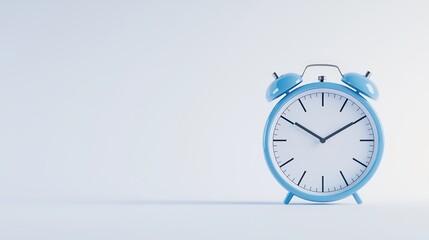 Classic Blue Alarm Clock on Minimalist Background for Timeliness
