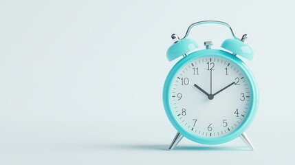 Vintage Aqua Alarm Clock on a Soft Pastel Background