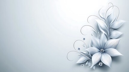 Elegant Silver Flowers and Butterflies Design