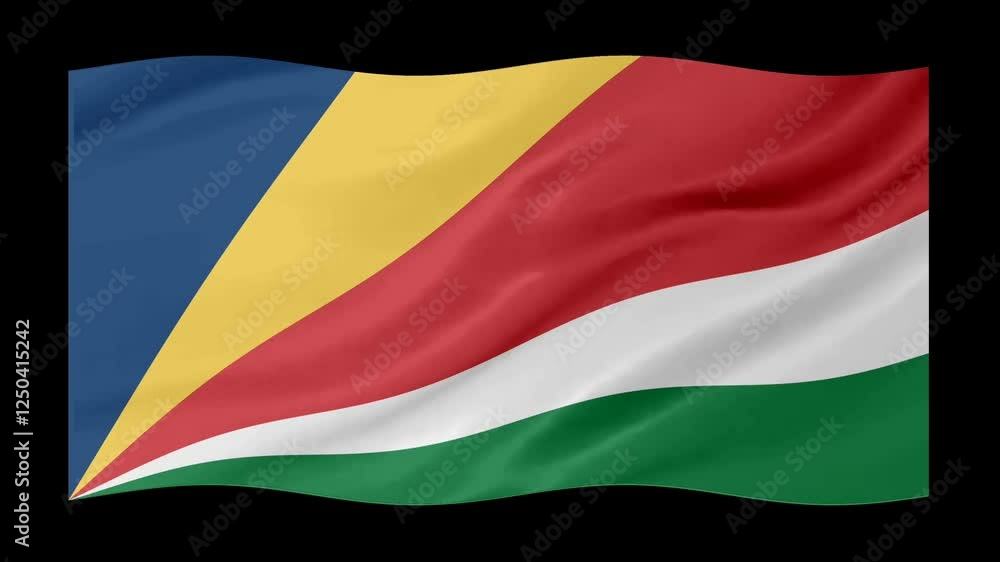 Poster seychelles waving flag loop animation with glowing 3d shade isolated on black background