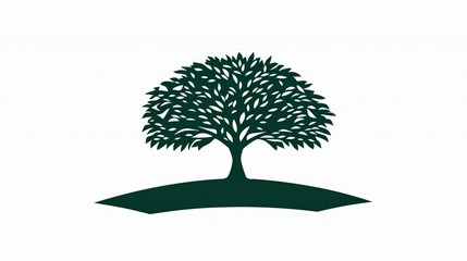 Naklejka premium Elegant Green Tree Silhouette on Minimalist White Background