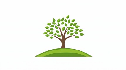 Obraz premium Vibrant Green Tree on a Hill Representing Nature's Beauty and Growth