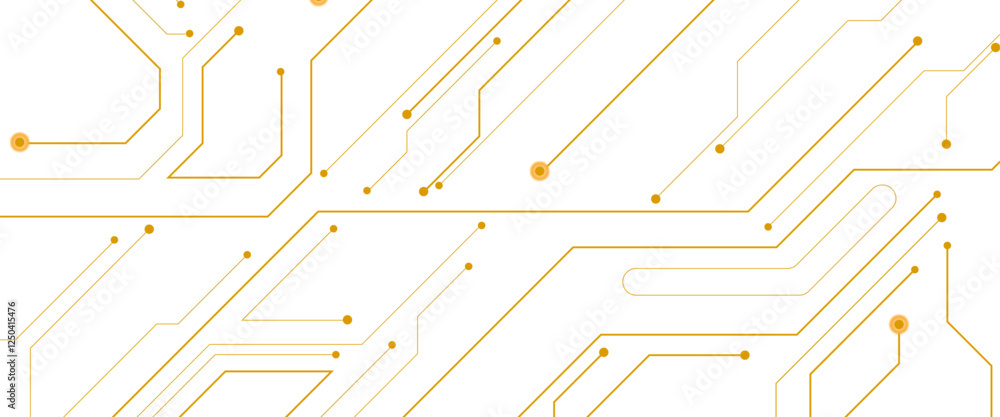Poster Vector technology lines circuit and dots on white engineering technology concept vector panorama background.