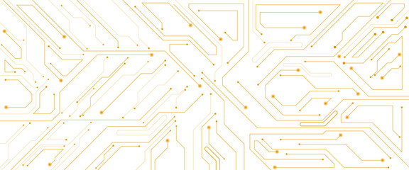 Vector technology lines circuit and dots on white engineering technology concept vector panorama background.