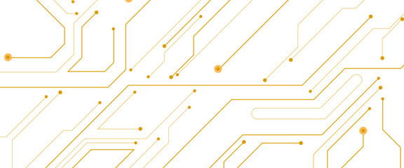 Vector technology lines circuit and dots on white engineering technology concept vector panorama background.