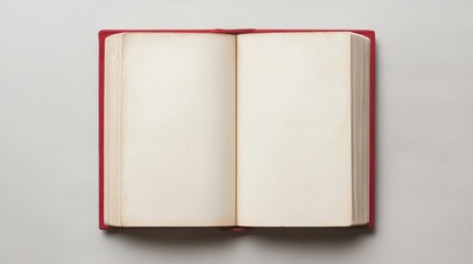 Open Vintage Red Book On Gray Background