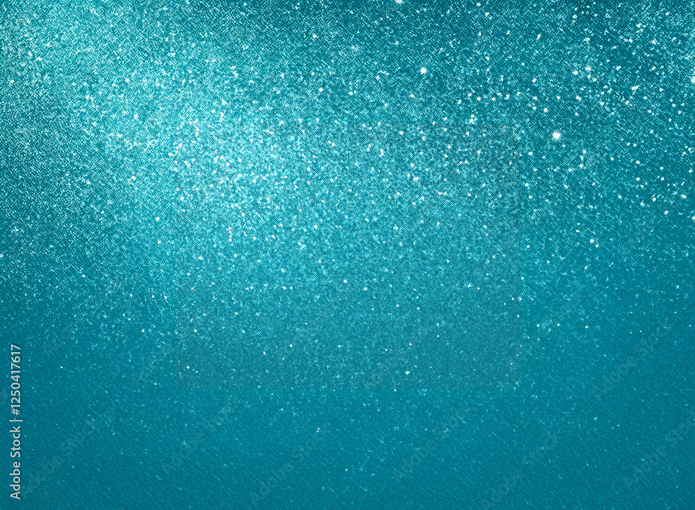 Poster abstract teal backdrop featuring a shimmering effect, like glitter or sparkles, creating a textured 