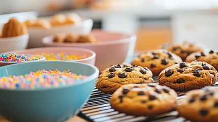 A close up view of freshly baked cookies
