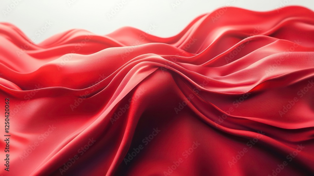 Aufkleber flowing red wave cloth background 3d rendering