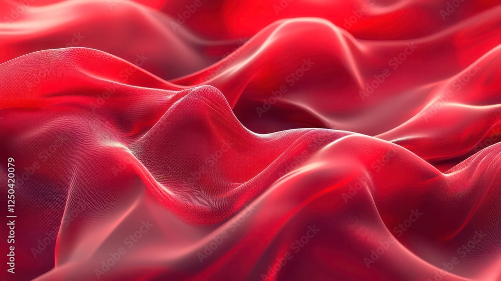 Poster flowing red wave cloth background 3d rendering