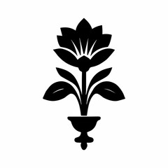 silhouette illustration of black floral ornament on a white background