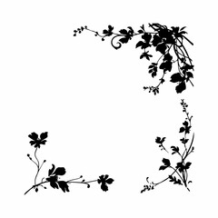 silhouette illustration of black floral ornament on a white background