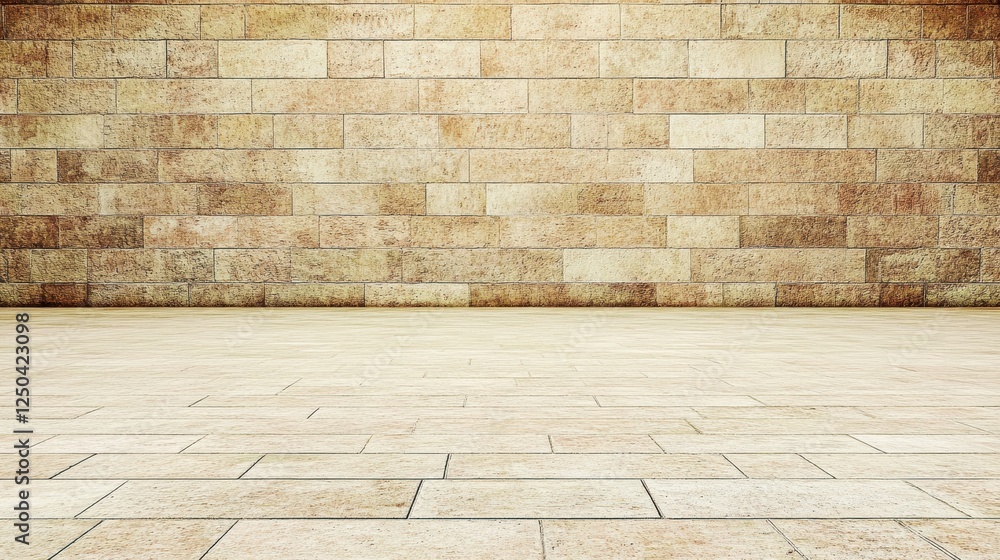 Poster a textured stone wall and floor create a neutral background for various uses.