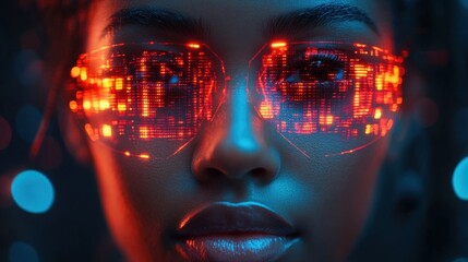 AI hologram displaying encrypted information