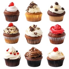 Fresh Cupcakes Isolated on White Background
