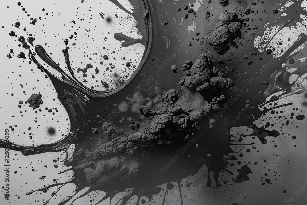 Poster charcoal soot blast: abstract texture with splash and dust elements