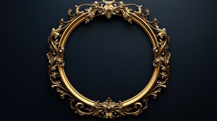 Ornate Gold Frame with Intricate Detailing on Dark Background