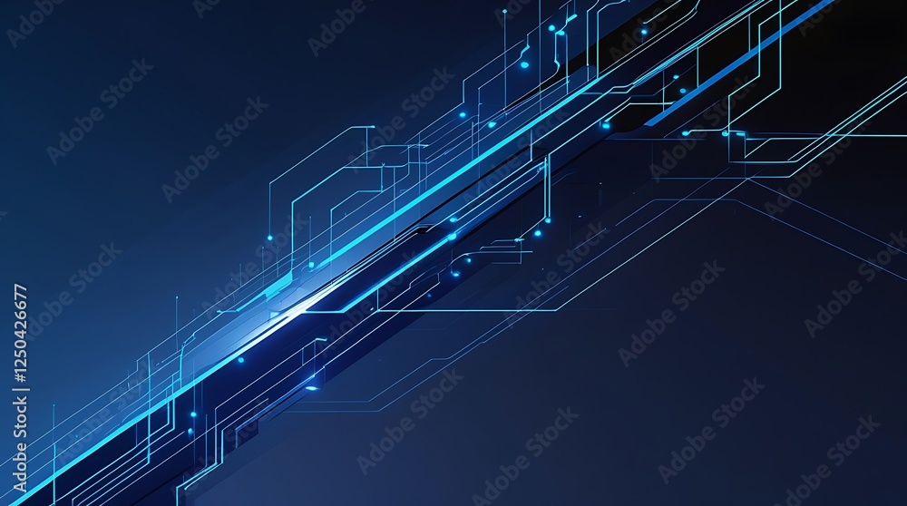 Poster abstract business technology background with glowing circuit board lines