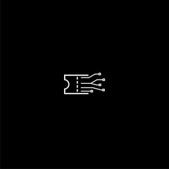 E ticket icon isolated on dark background