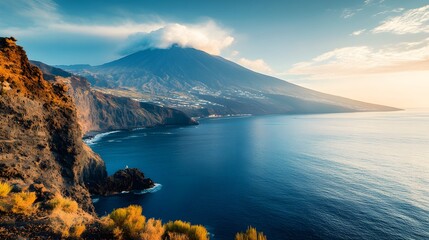 Majestic Volcanic Landscape: A Breathtaking Coastal View