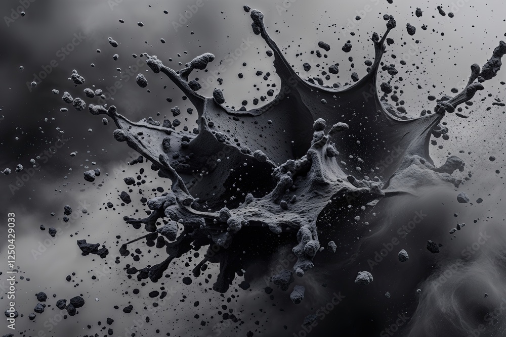 Poster charcoal soot texture abstract with dust and splash elements