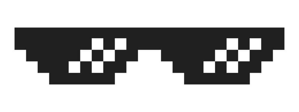 Thug life meme glasses silhouette icon symbol with pixel style cartoon vector