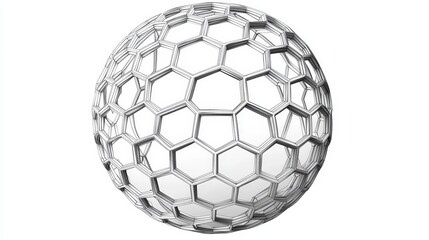 Fototapeta premium Abstract Hexagonal Sphere Design - 3D of a silver hexagonal sphere, geometric, abstract, technology, futuristic.