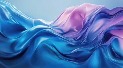 Obraz premium Ethereal Flow of Soft Blue and Pink Fabric with Gentle Curves