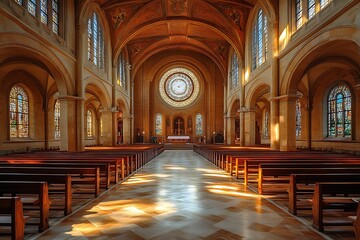 Fototapeta premium Sunlight in church interior
